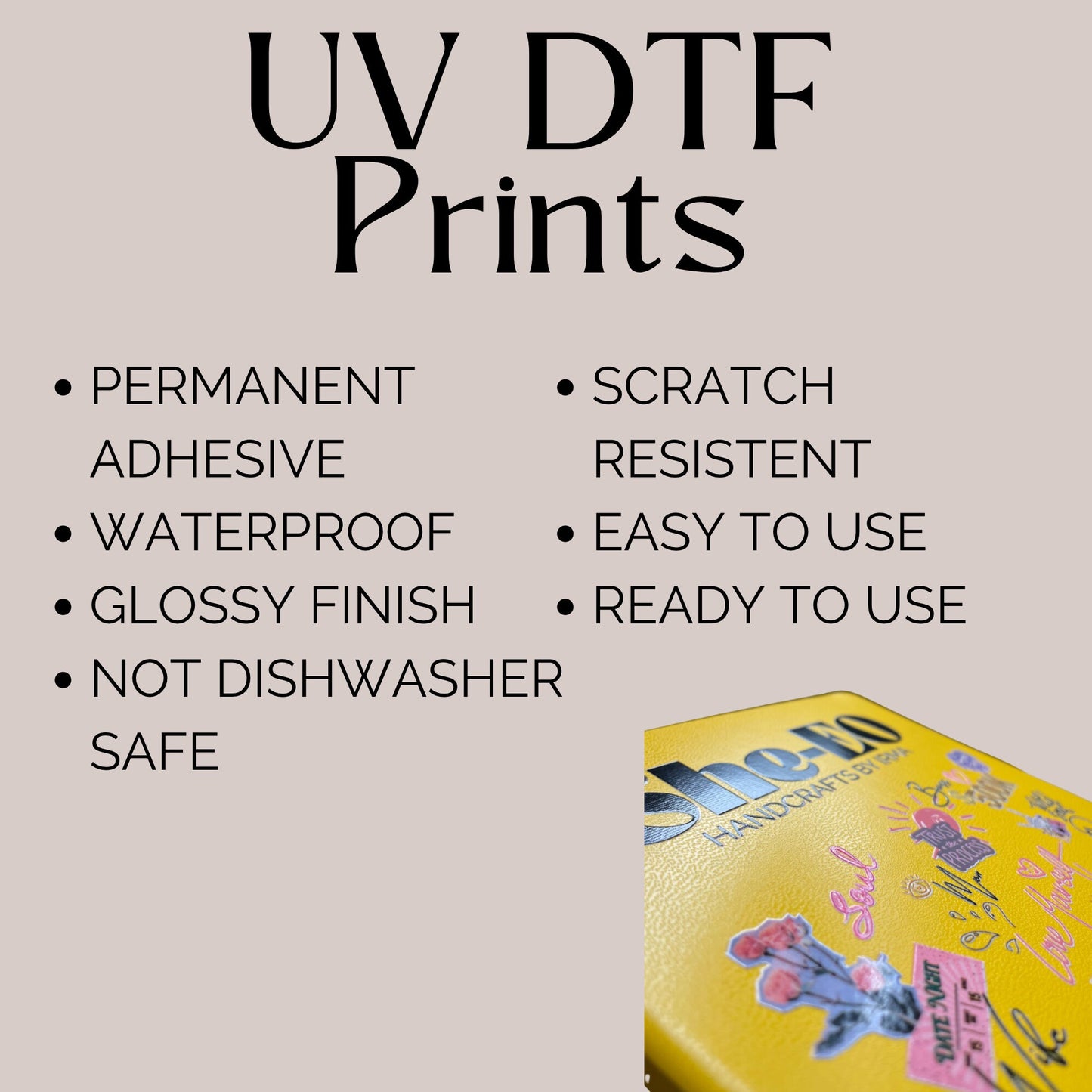 UV DTF Sticker Decal 4x4 100 Qty