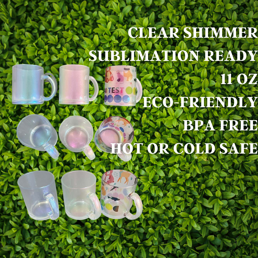 Holographic Shimmer Sublimation Glass Mugs