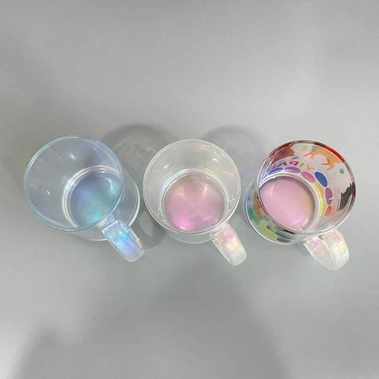 Holographic Shimmer Sublimation Glass Mugs